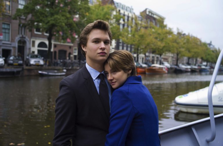 The Fault in Our Stars (2014) Hazel and Gus hugging in Amsterdam