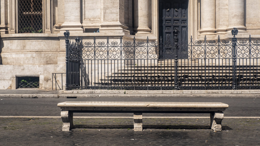 Bench in Piazza Navona in Rome, Italy