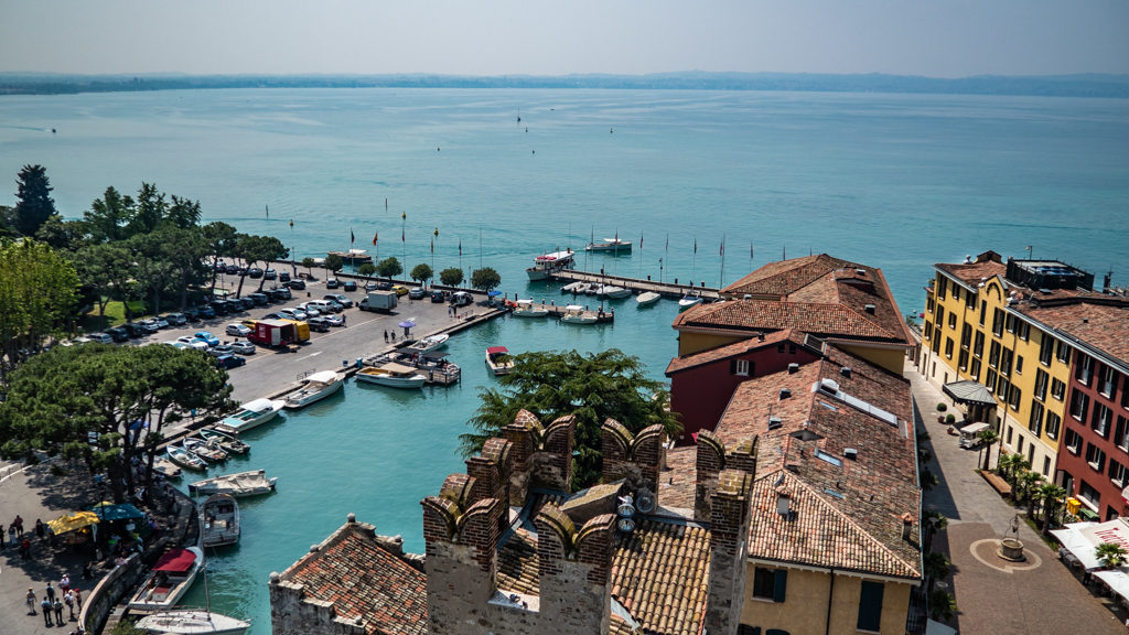 Sirmione port harbour on Lake Garda, Italy