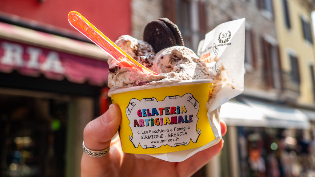 Oreo gelato from Gelataria Artigianale in Sirmione on Lake Garda, Italy