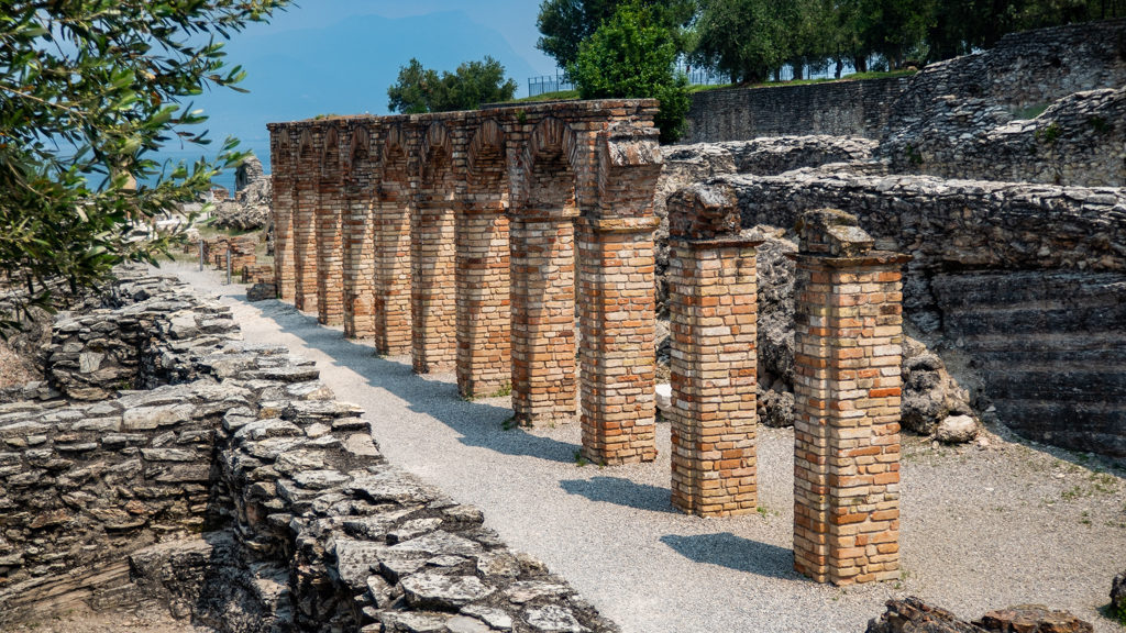 Roman ruins in Grotte di Catullo in Sirmione on Lake Garda, Italy which are a Call Me By Your Name filming location