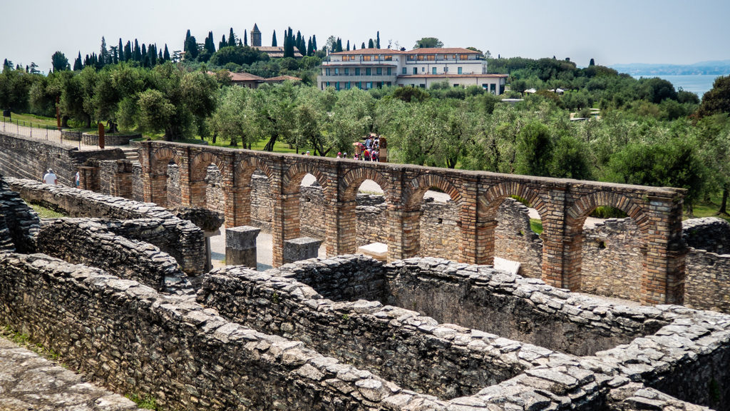 Roman ruins in Grotte di Catullo in Sirmione on Lake Garda, Italy which are a Call Me By Your Name filming location