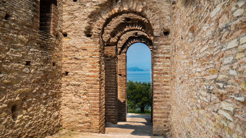 Roman ruins in Grotte di Catullo in Sirmione on Lake Garda, Italy which are a Call Me By Your Name filming location