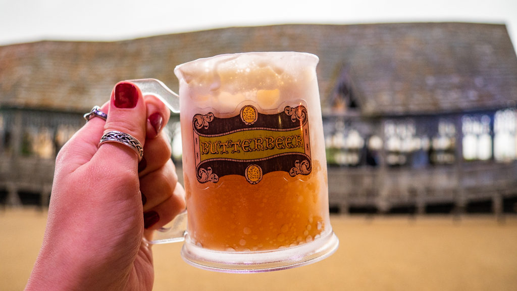 Cup of butterbeer in the Warner Bros. Tour/The Making of Harry Potter Backlot in London