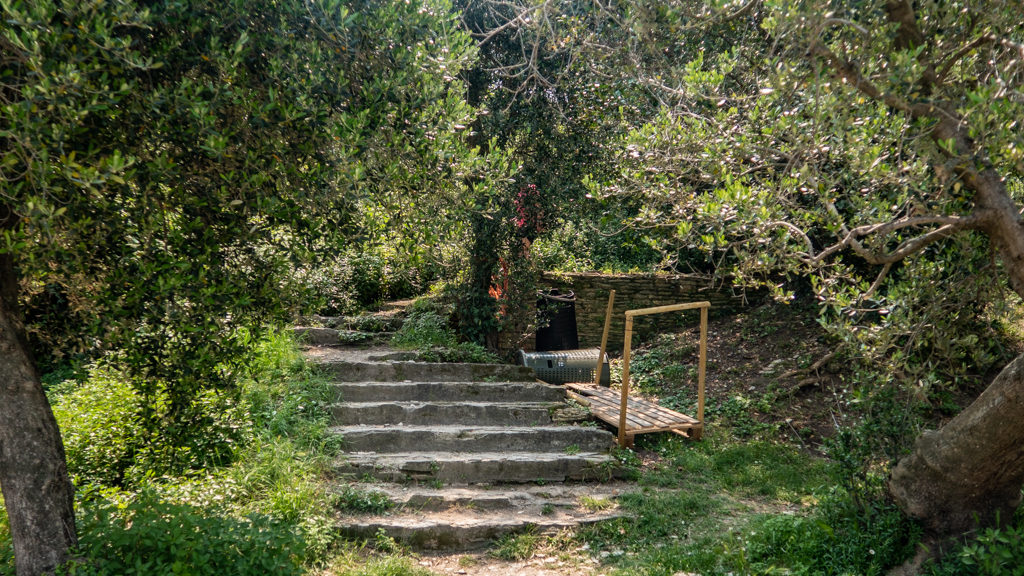 Steps down to Jamaica Beach on Sirmione, Lake Garda in Italy, a Call Me By Your Name filming location