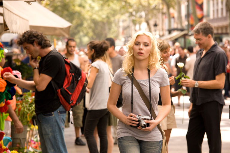 Cristina walking down Las Ramblas in Barcelona as seen in Vicky Cristina Barcelona (2008)