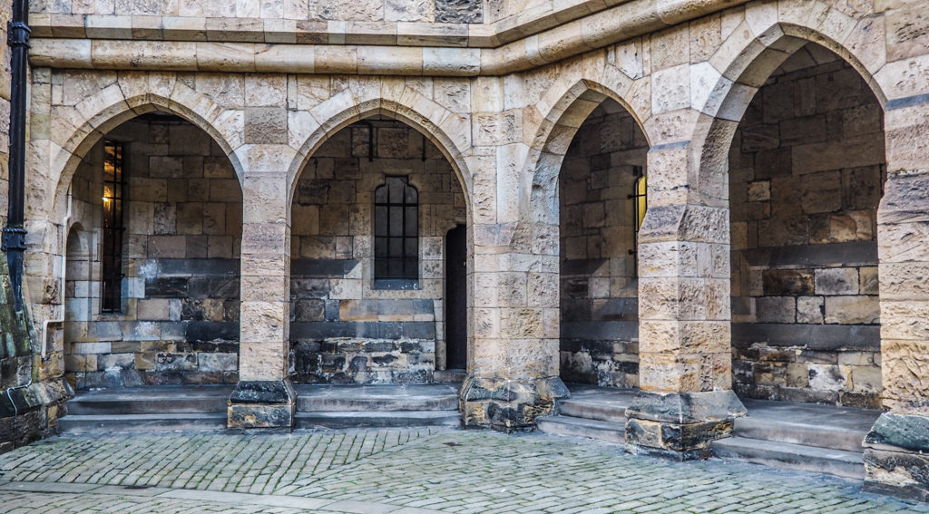 Courtyard at Alnwick Castle, a Harry Potter Filming Location in North East England