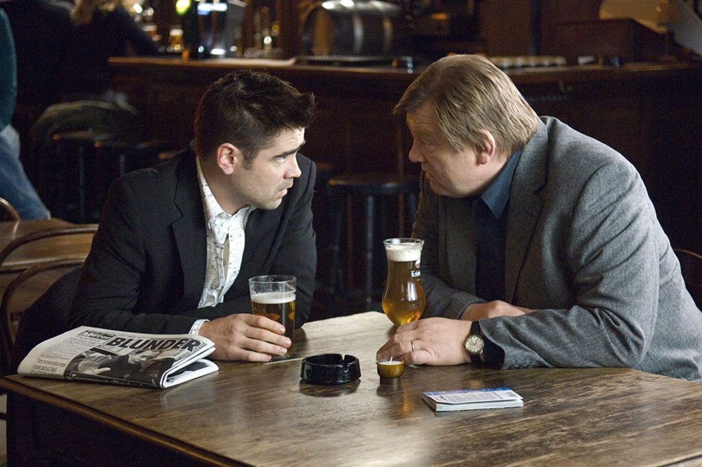Ray (Colin Farrell) and Ken (Brendan Gleeson) drinking Belgian beer in a pub in Bruges one of the In Bruges filming locations