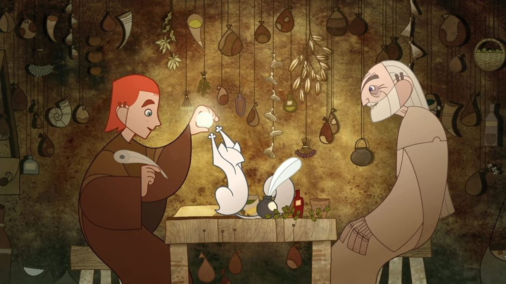 Film still from The Secret of Kells, a film set in Ireland