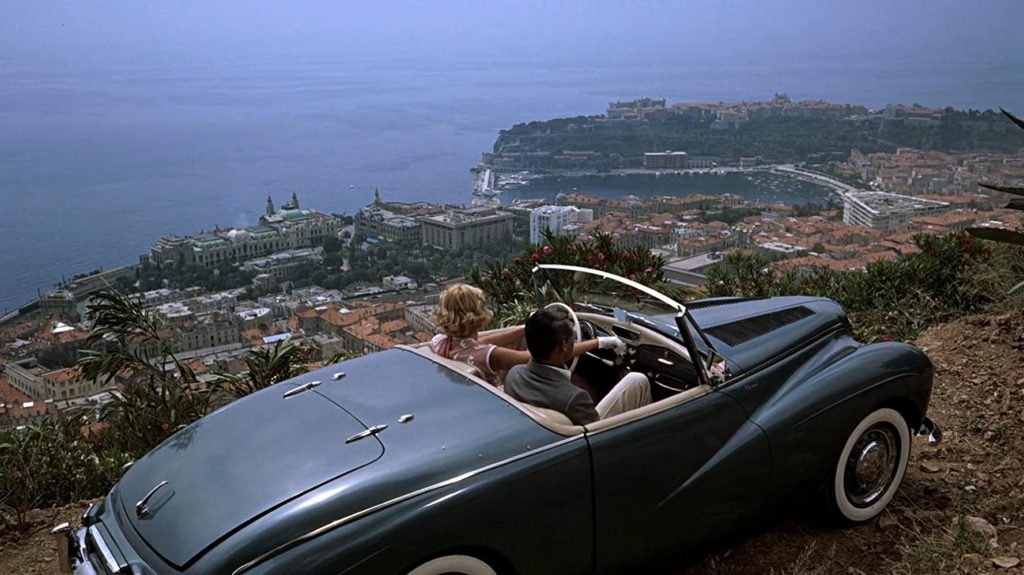 To Catch a Thief (1955) film still of Grace Kelly and Cary Grant at the picnic overlook location near Monaco