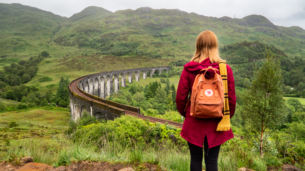 Almost Ginger blog owner at the Glenfinnan Viaduct, Scotland