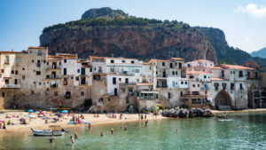 Landscape of Cefalù, Sicily from the water