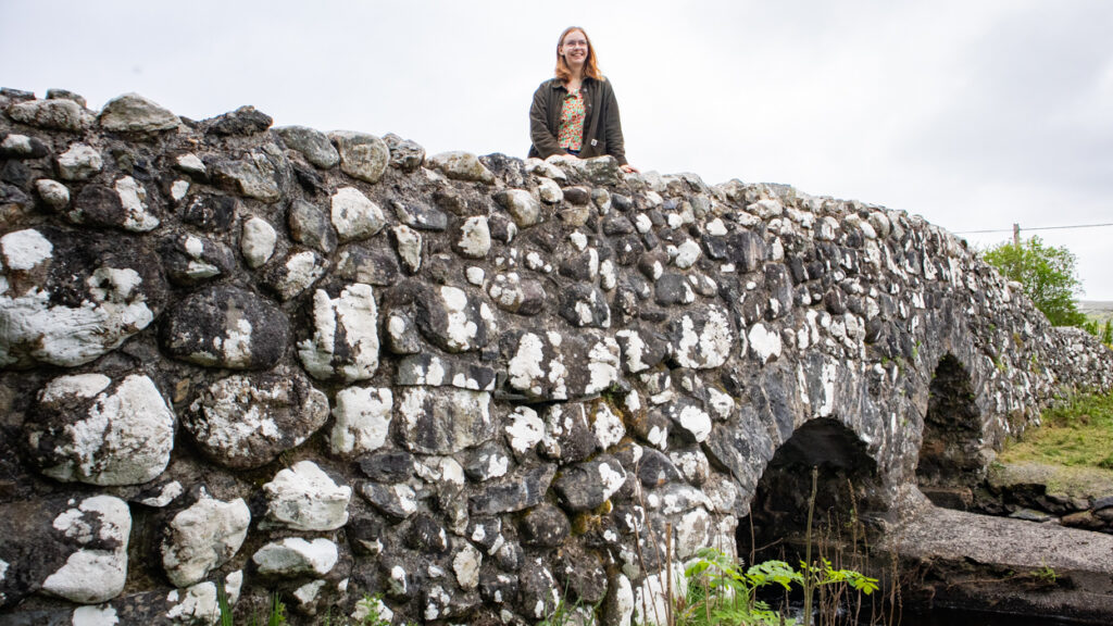 Ginger lady on The Quiet Man Bridge in Ireland