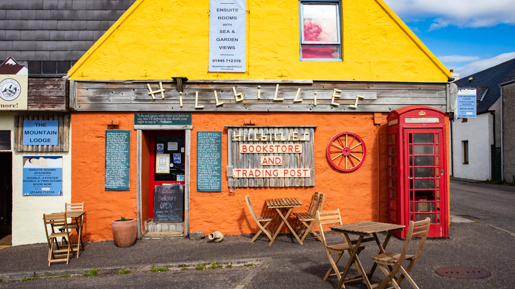 Hillbillies Bookshop and Coffeeshop in Gairloch, Scotland North Coast 500