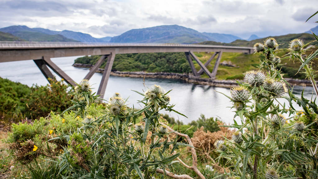 Kylesku Bridge on the North Coast 500 in Scotland