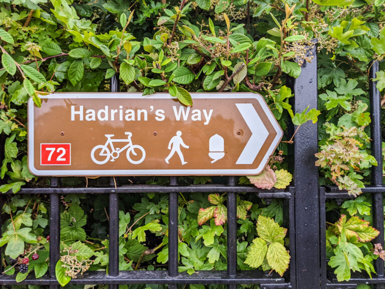 Hadrian's Way Sign at Segedunum Museum at Wallsend, Newcastle