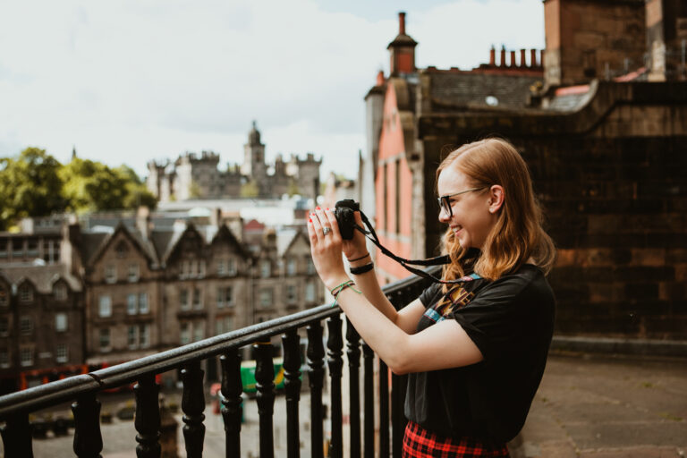 Almost Ginger blog owner taking photos in Edinburgh