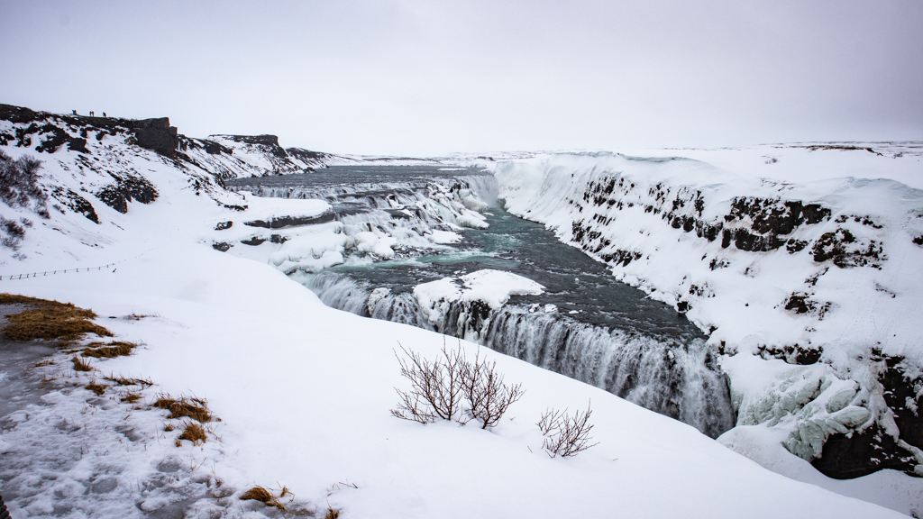 Gullfoss Falls on the Golden Circle Route in Iceland