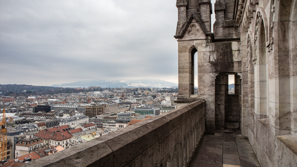 View from St Pierre Cathedral Tower in Geneva, Switzerland