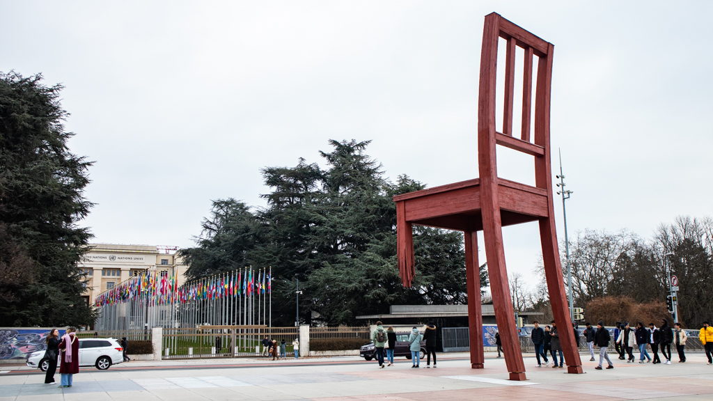 The Broken Chair Sculpture in Geneva, Switzerland