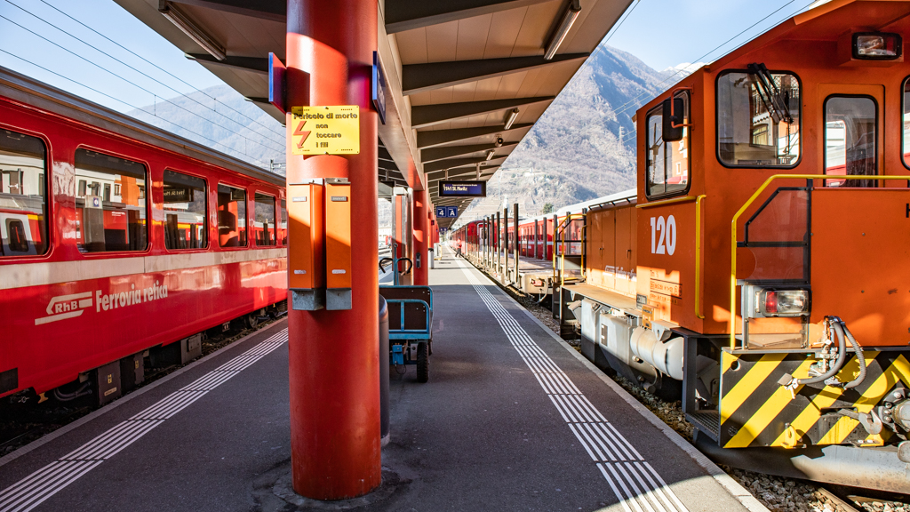 Tirano Station in Italy with Bernina Express Trains