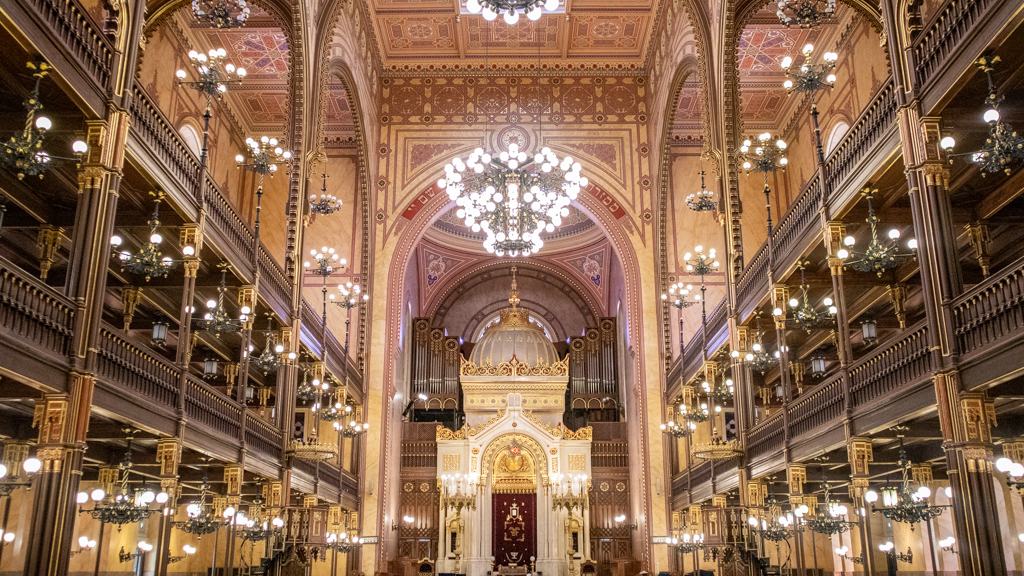 Inside Dohány Street Synagogue in Budapest, Hungary
