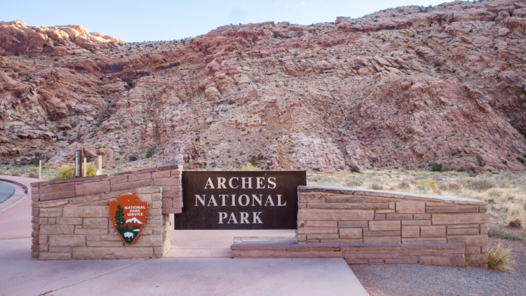 Arches National Park Sign in Moab, Utah