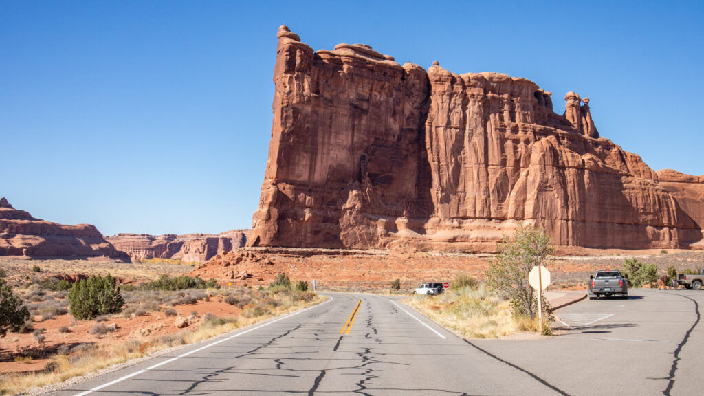 Tower of Babel on Arches Scenic Drive through Arches National Park in Moab, Utah