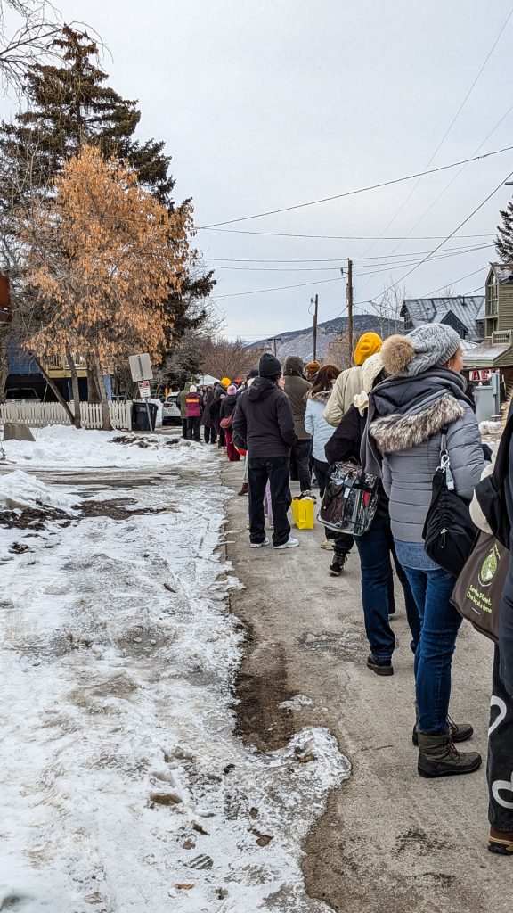 Line outside Chloe Zhaó event at The Shop Yoga Studio in Park City, Utah at 2026 Sundance Film Festival